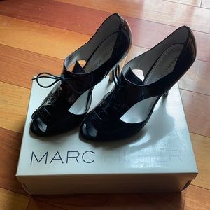 Marc Fisher Black Open Toe Tie Pumps 8.5